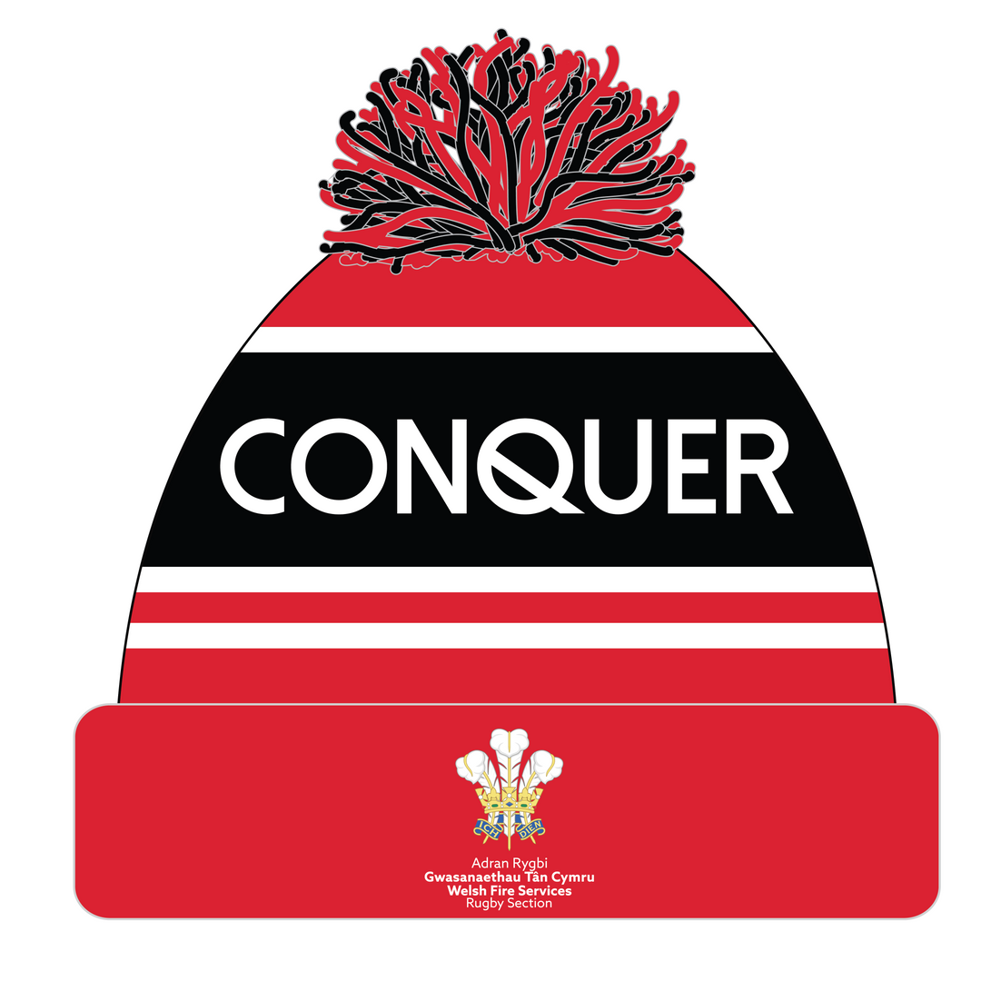 Welsh Fire Service Rugby Red Bobble Hat (Adults)