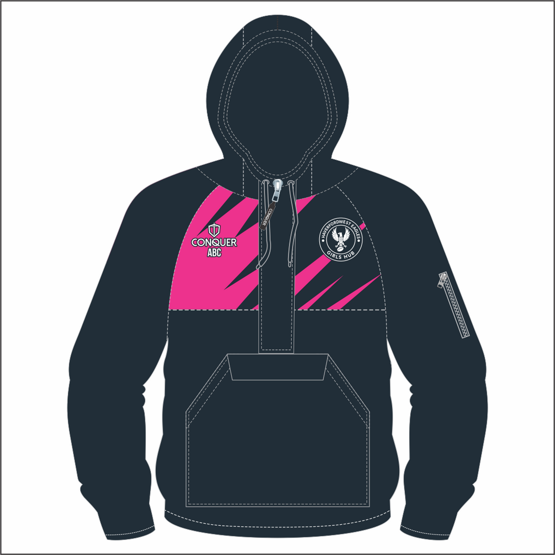 Haverfordwest Girls Hub 1/4 Zip Hooded Windbreaker