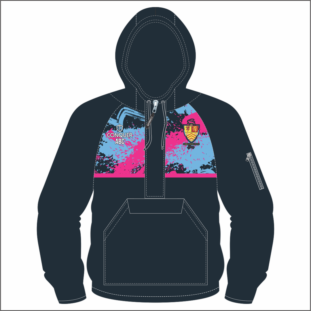 Cwmllynfell RFC Touch Ladies 1/4 Zip Hooded Windbreaker