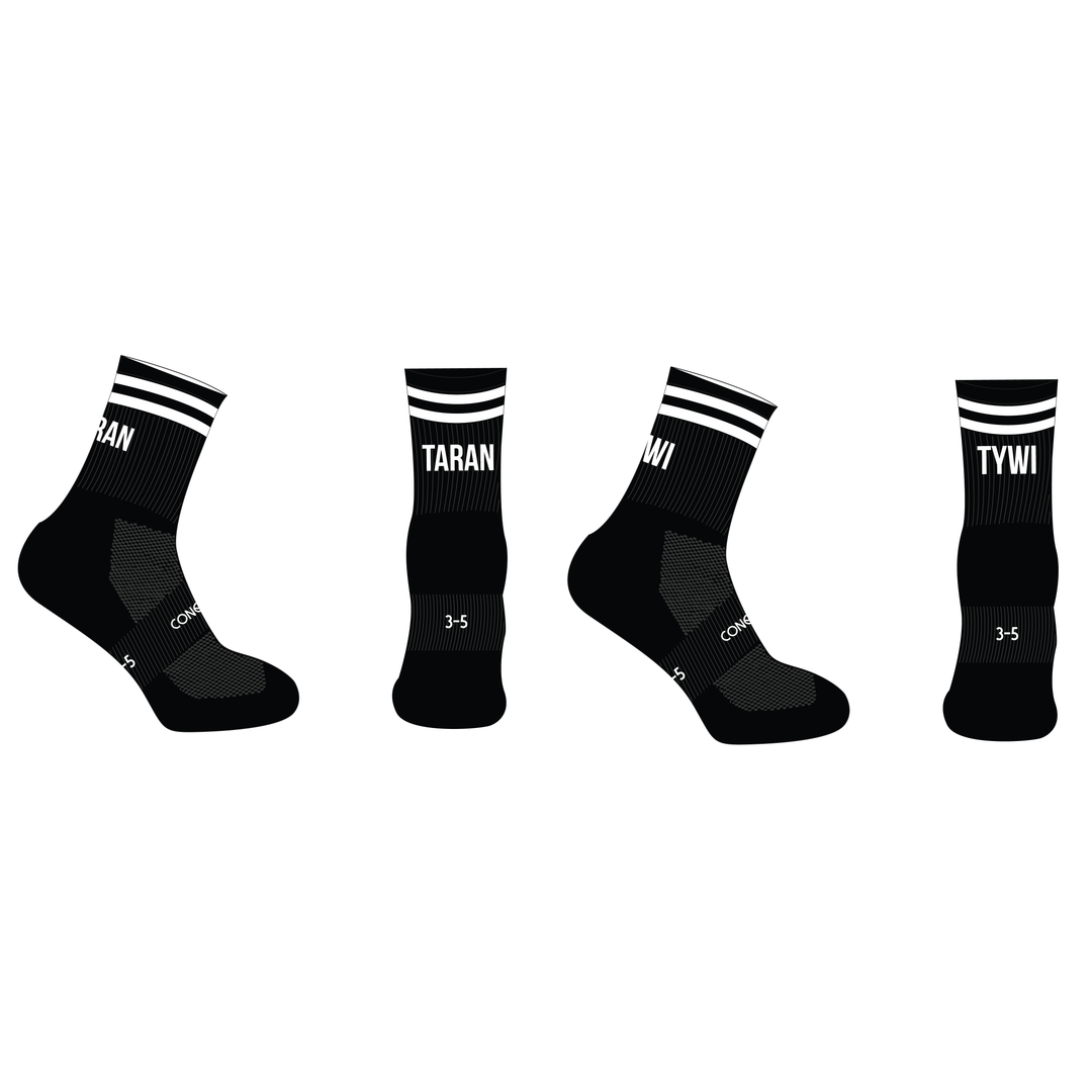 Taran Tywi Black Crew Socks Kids