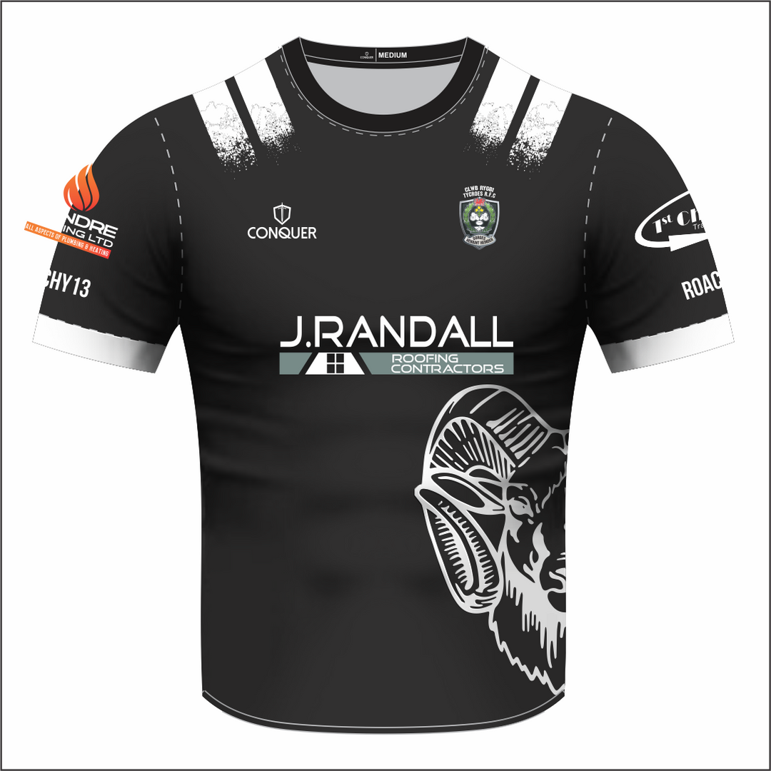 Tycroes RFC Seniors Black Sublimated T-Shirt (Kids)