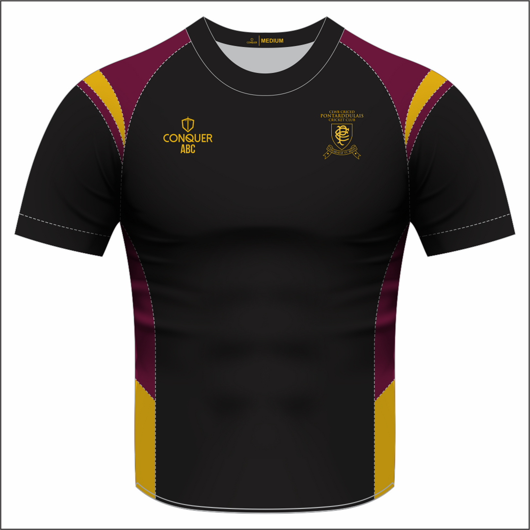 Pontarddulais Cricket Sublimated T-Shirt - Black