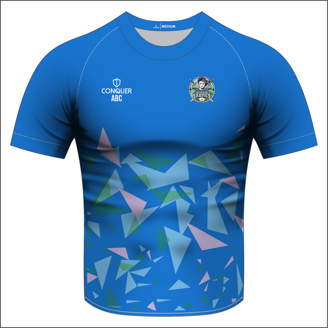 Swansea Valley Sabres Royal Blue Sublimated T-Shirt (Triangles)