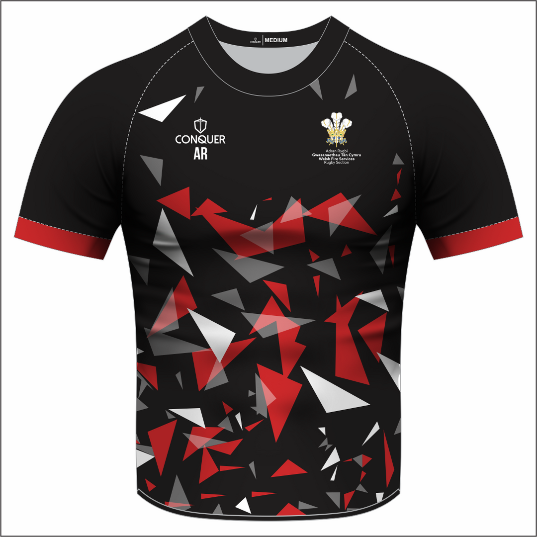 Welsh Fire Service Rugby Black Sublimated T-Shirt