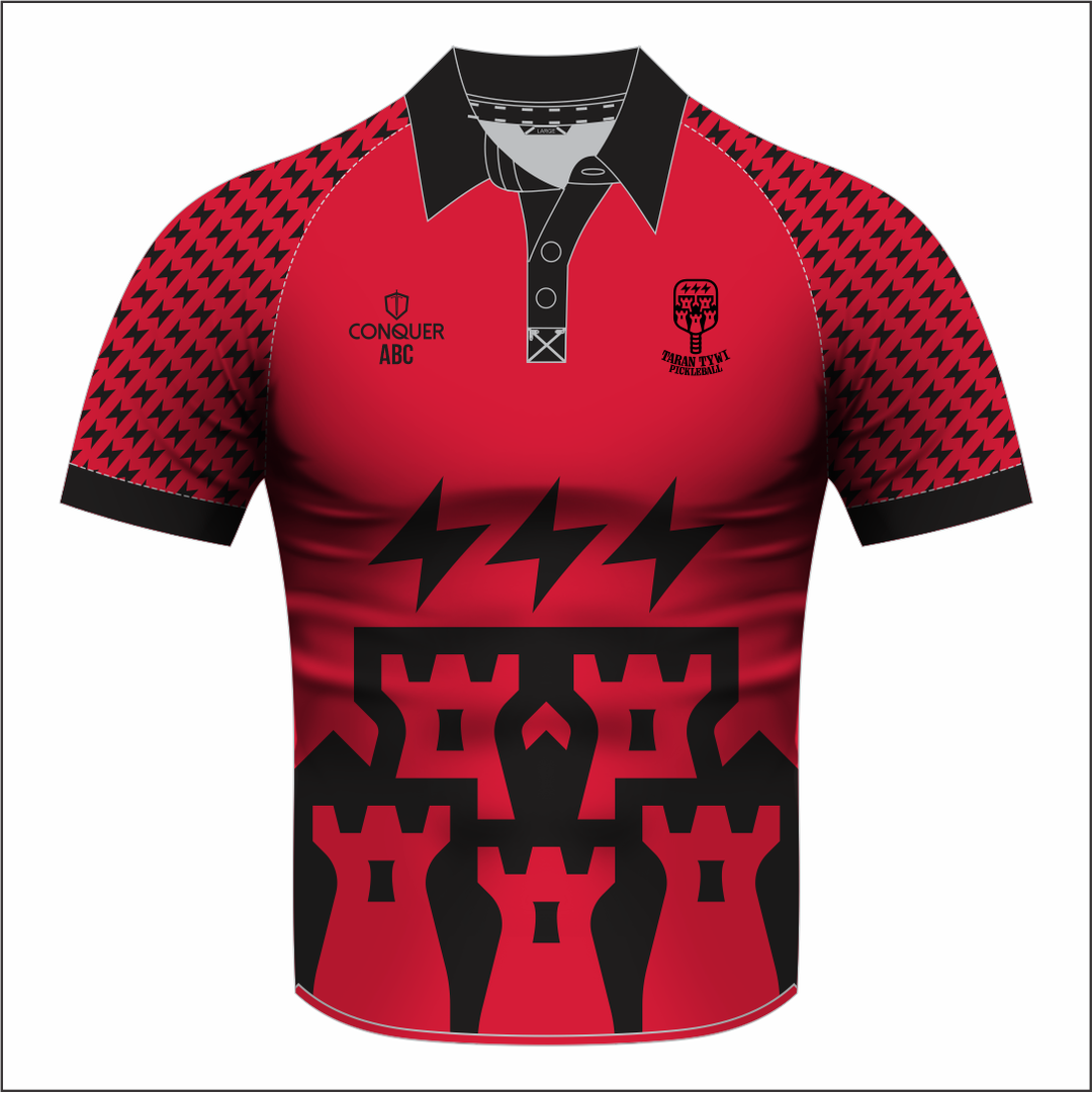 Taran Tywi Pickleball Red Sublimated Polo Shirt