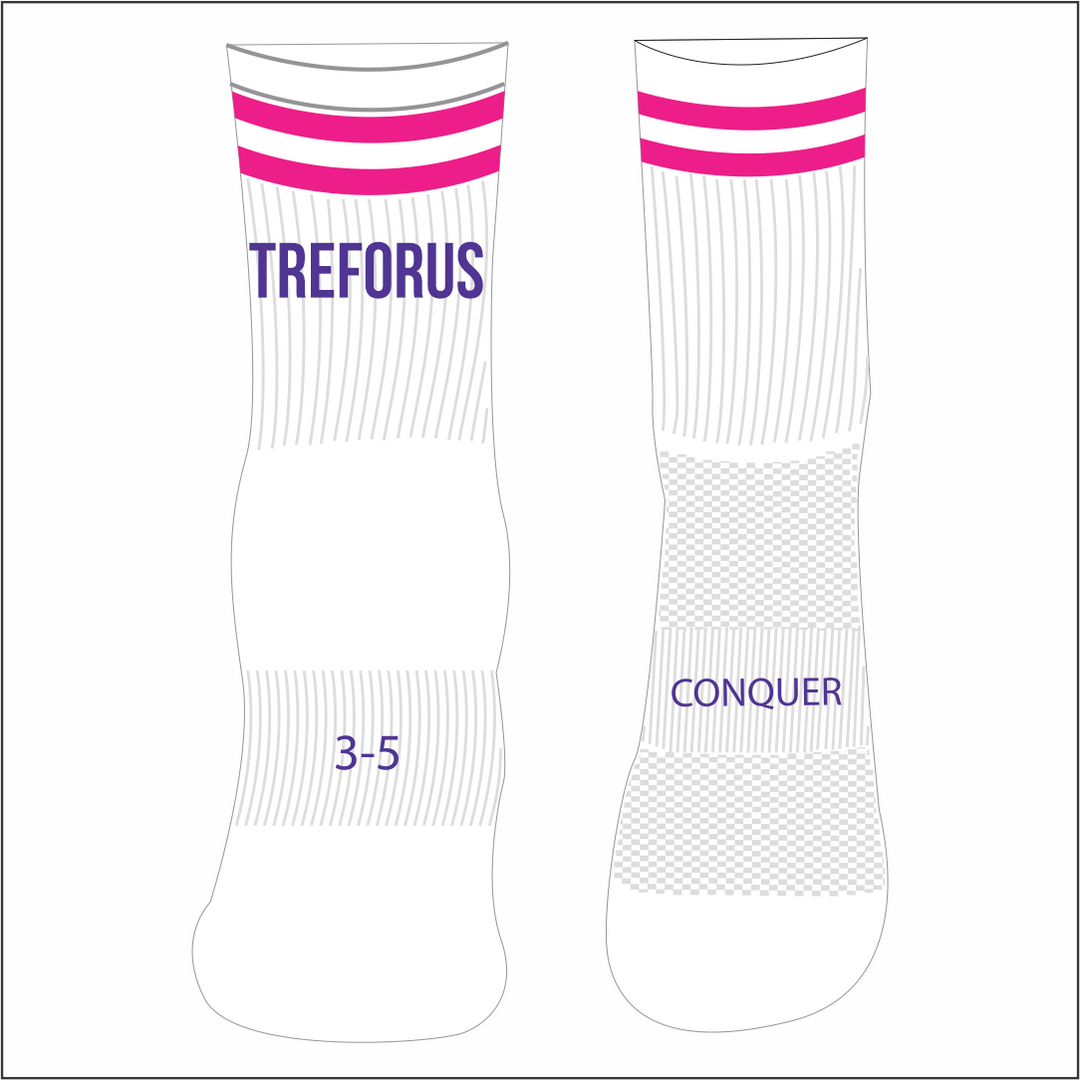 Mumbles Treforus Netball White Crew Socks