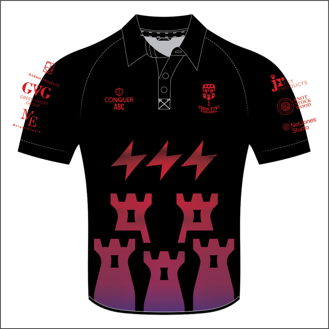 Taran Tywi Pickleball Black Sublimated Polo Shirt
