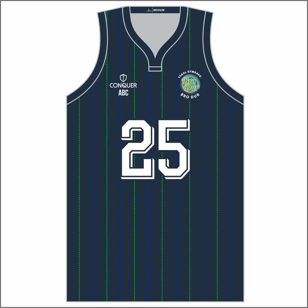 Ysgol Bro Dur Sublimated Basketball Vest - Striped