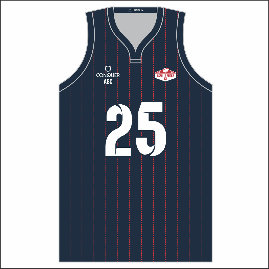 Esselle Rugby 7s MENS Team Sublimated Basketball Vest - Striped