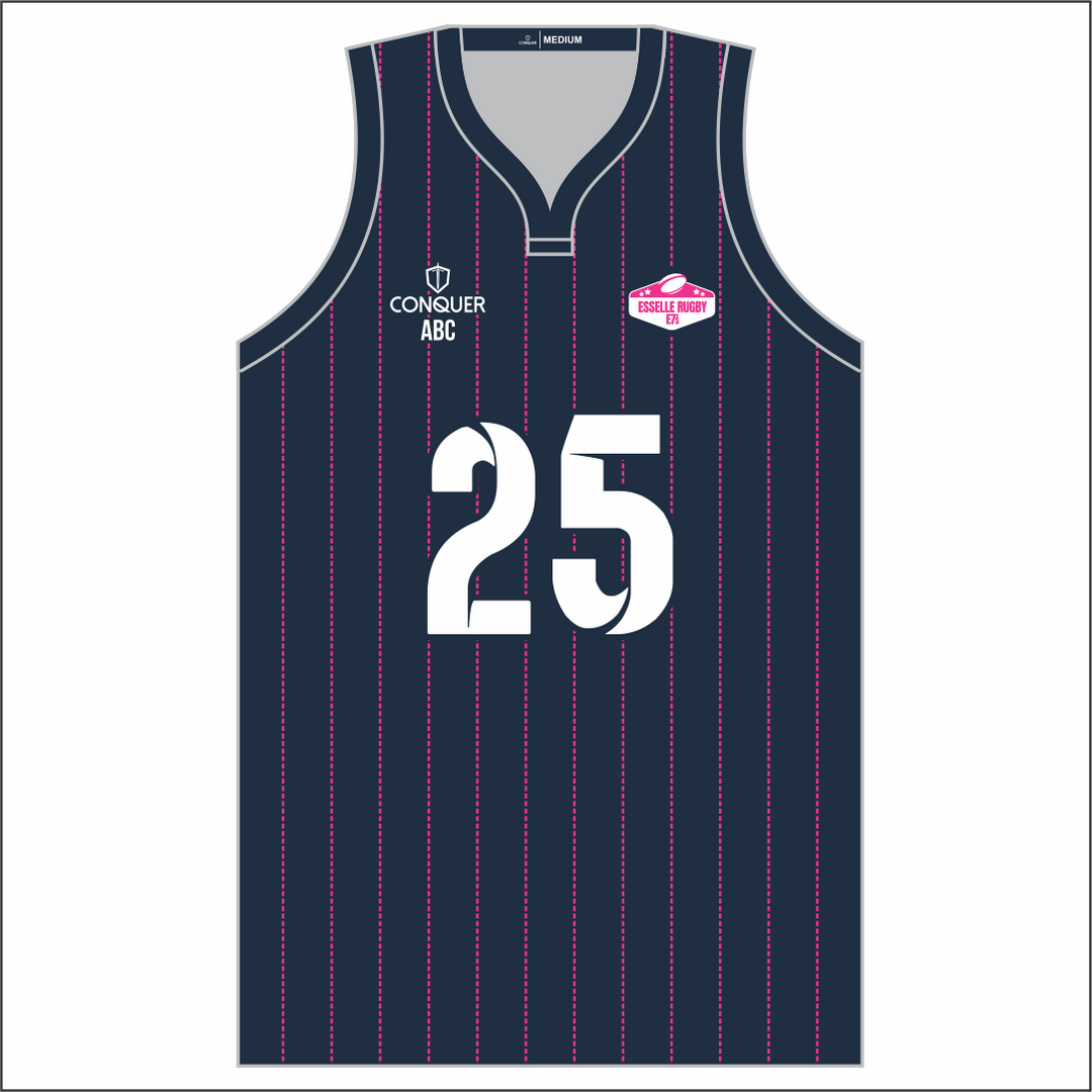 Esselle Rugby 7s WOMENS Team Sublimated Basketball Vest - Striped