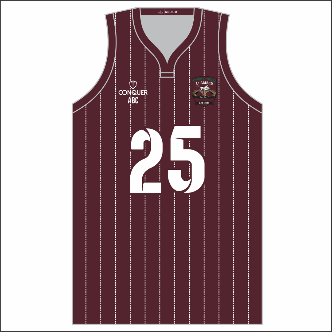 Clwb Criced Llambed Sublimated Basketball Vest - Striped