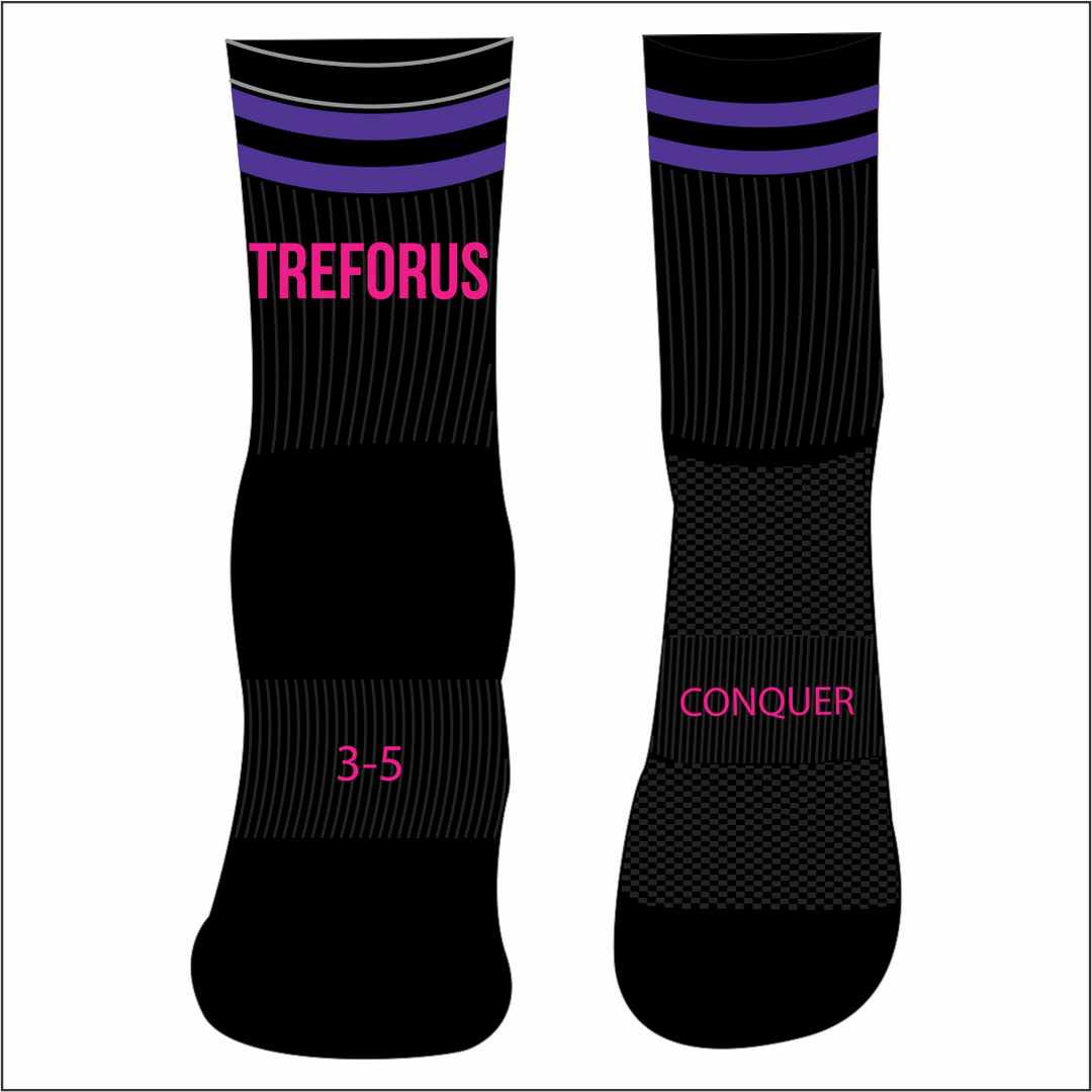 Mumbles Treforus Netball Black Crew Socks