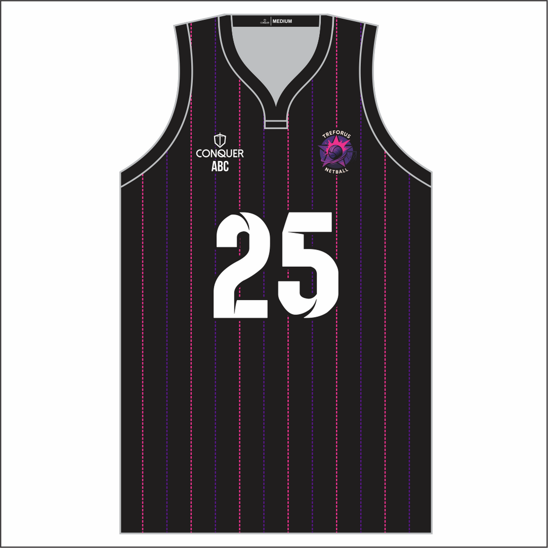 Treforus Netball Sublimated Basketball - Black, Striped
