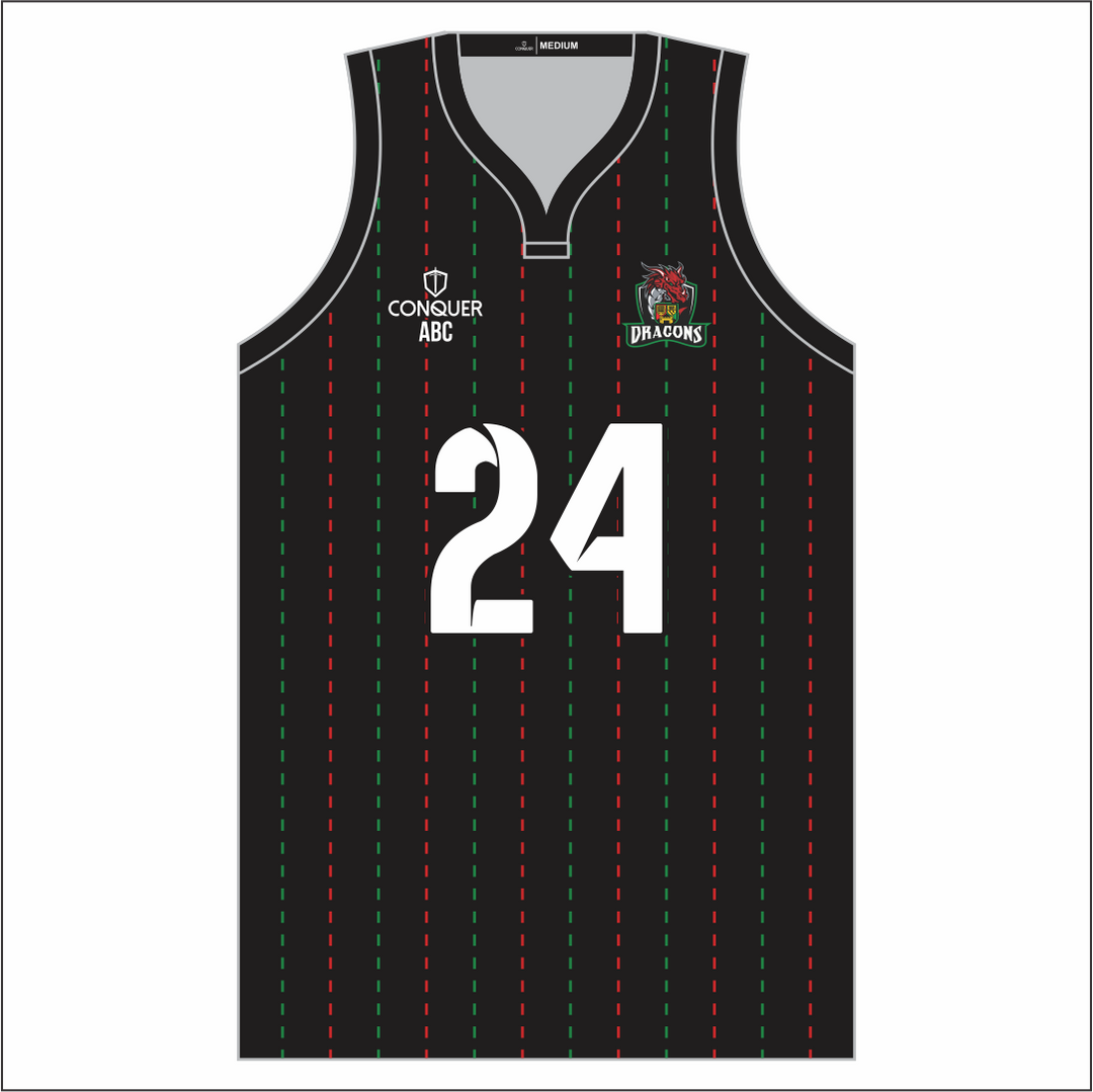 Dunvant Dragons Striped Basketball Vest Kids