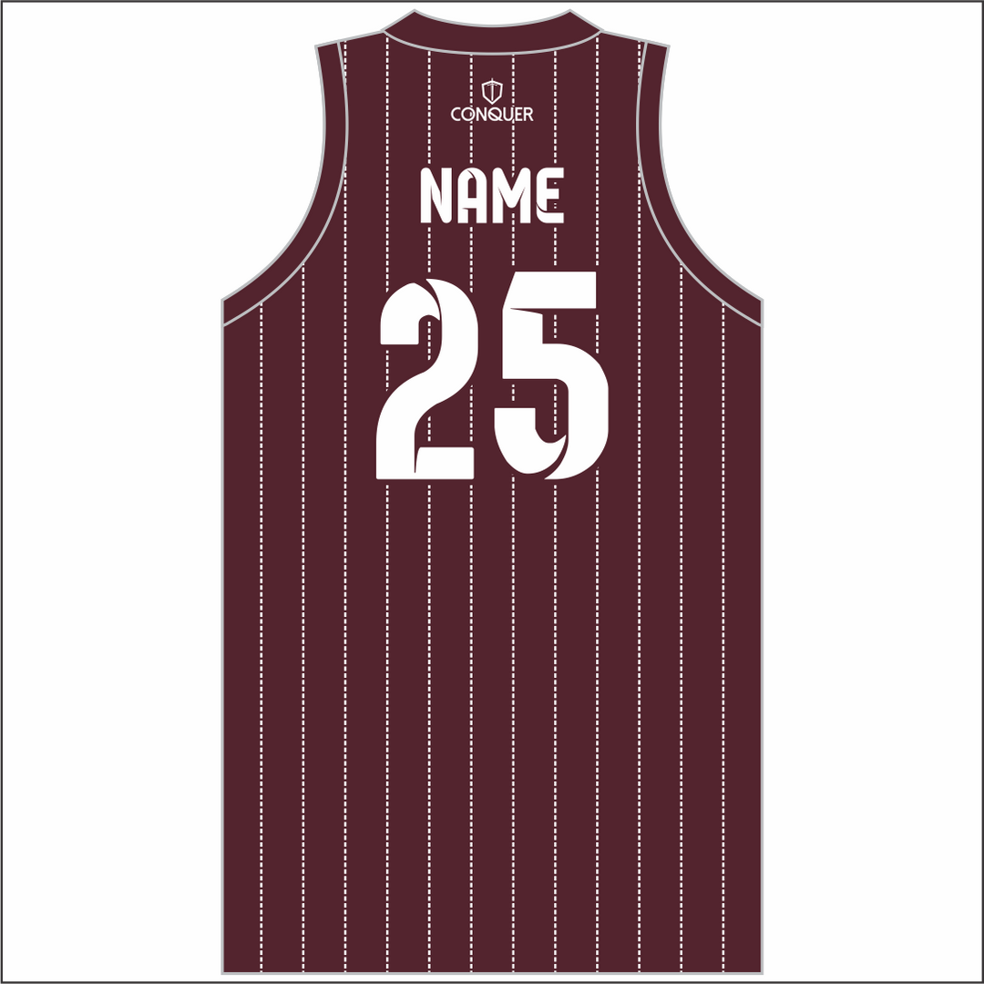 Clwb Criced Llambed Sublimated Basketball Vest - Striped
