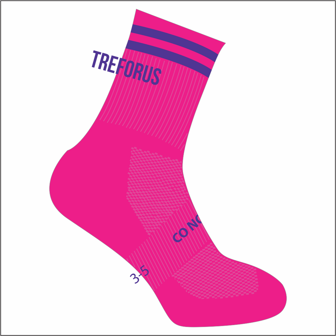 Mumbles Treforus Netball Pink Crew Socks
