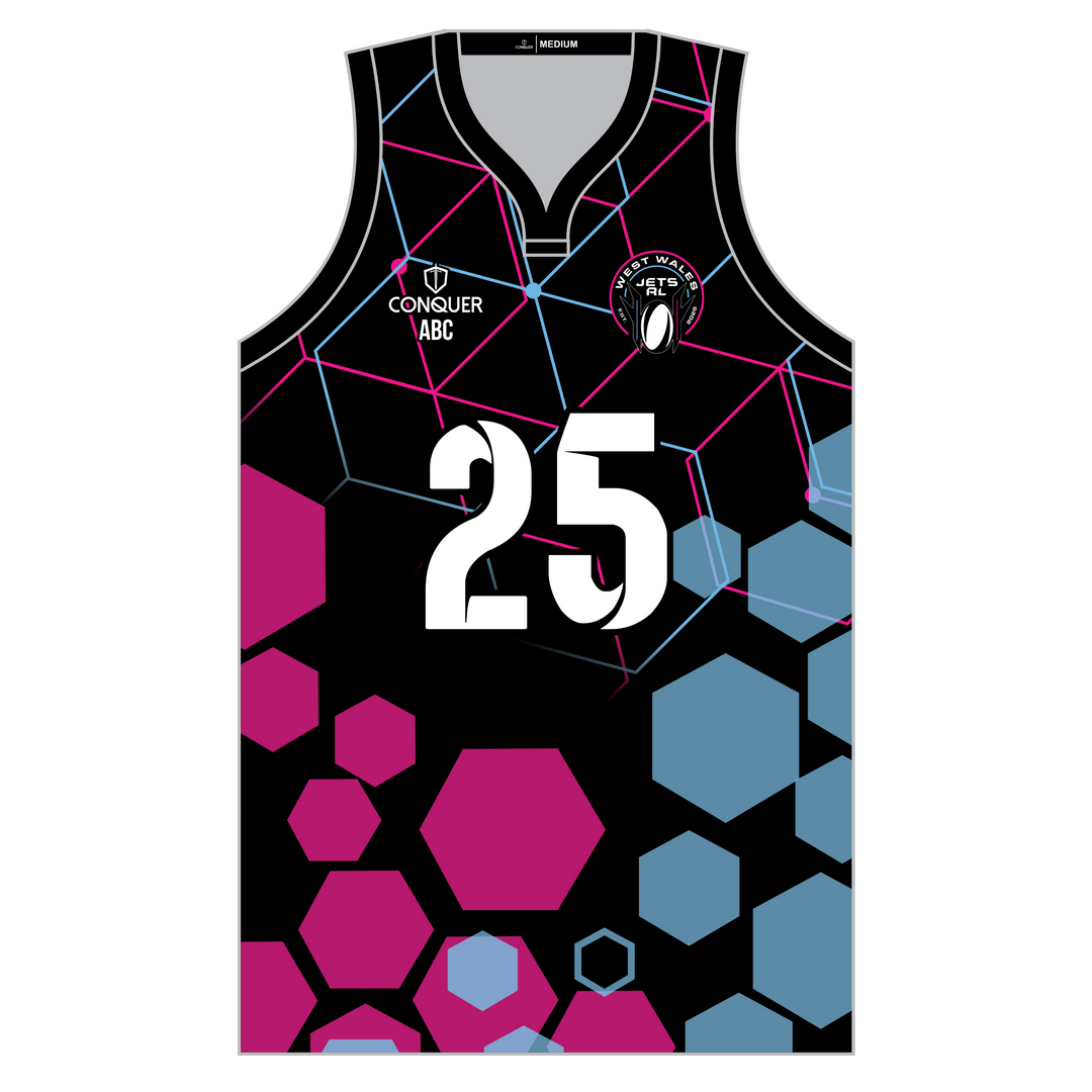 West Wales Jets Sublimated Basketball Vest - Black