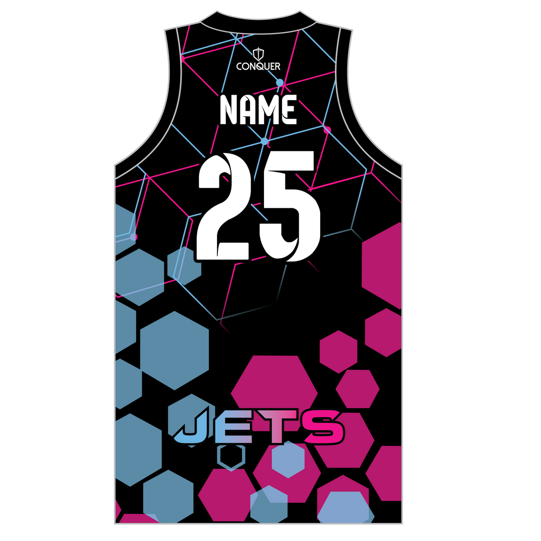 West Wales Jets Sublimated Basketball Vest KIDS - Black