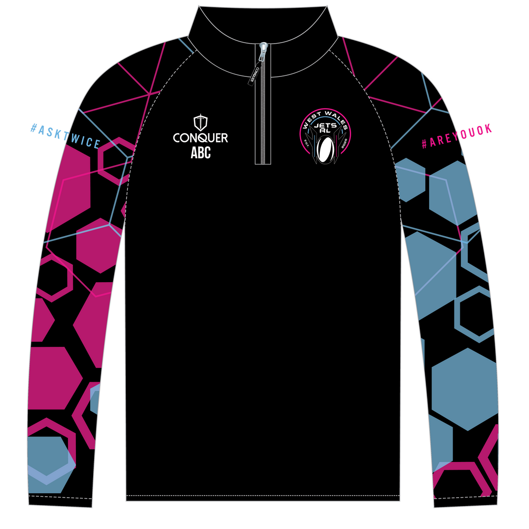 West Wales Jets PRO 1/4 Zip Midlayer - Black