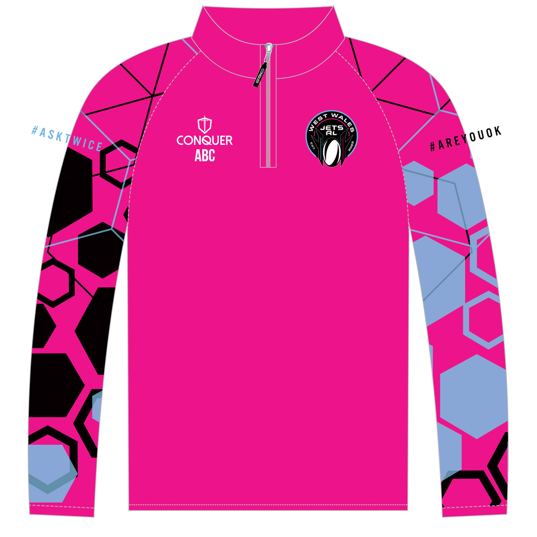 West Wales Jets PRO 1/4 Zip Midlayer KIDS - Pink
