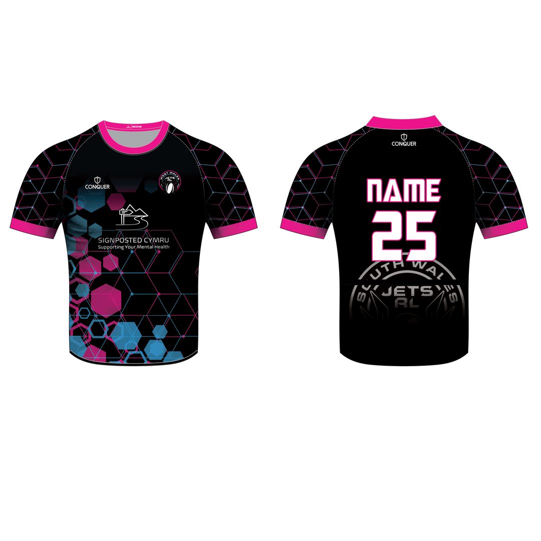 WWJ Reversible PRO Fit Rugby Shirt - Pink & Black