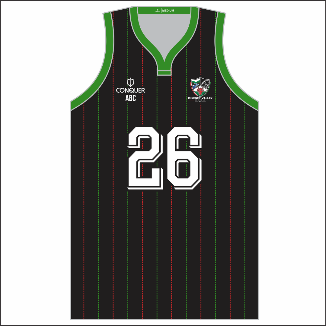 Rhymney Valley DISTRICT Sublimated Basketball Vest KIDS - Striped
