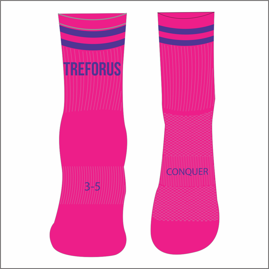 Mumbles Treforus Netball Pink Crew Socks