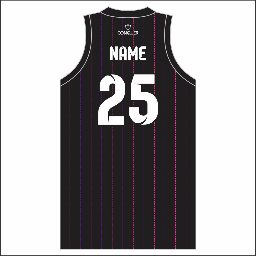 Treforus Netball Sublimated Basketball - Black, Striped