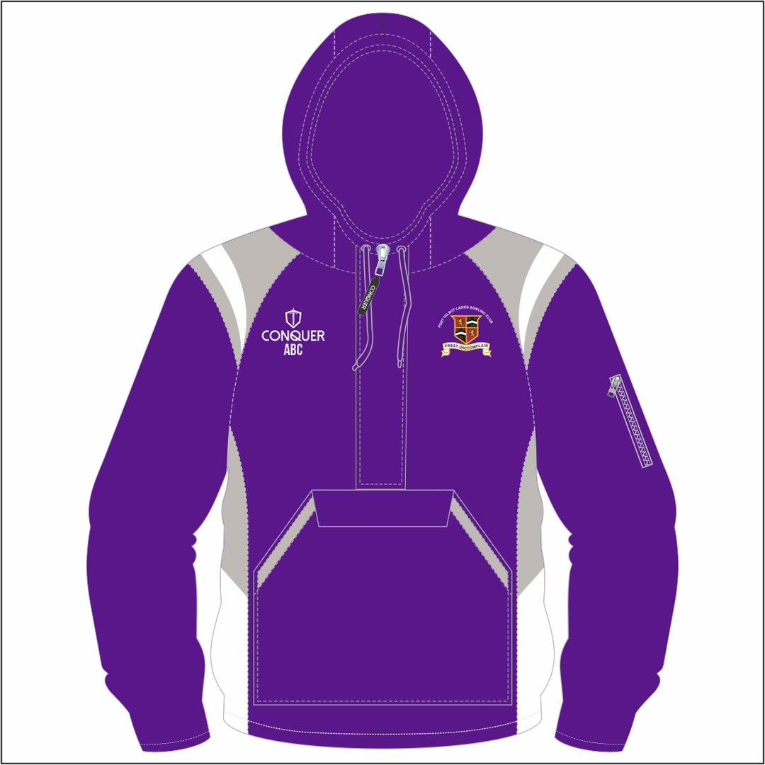 Port Talbot Ladies Bowls Sublimated 1/4 Zip Hooded Windbreaker