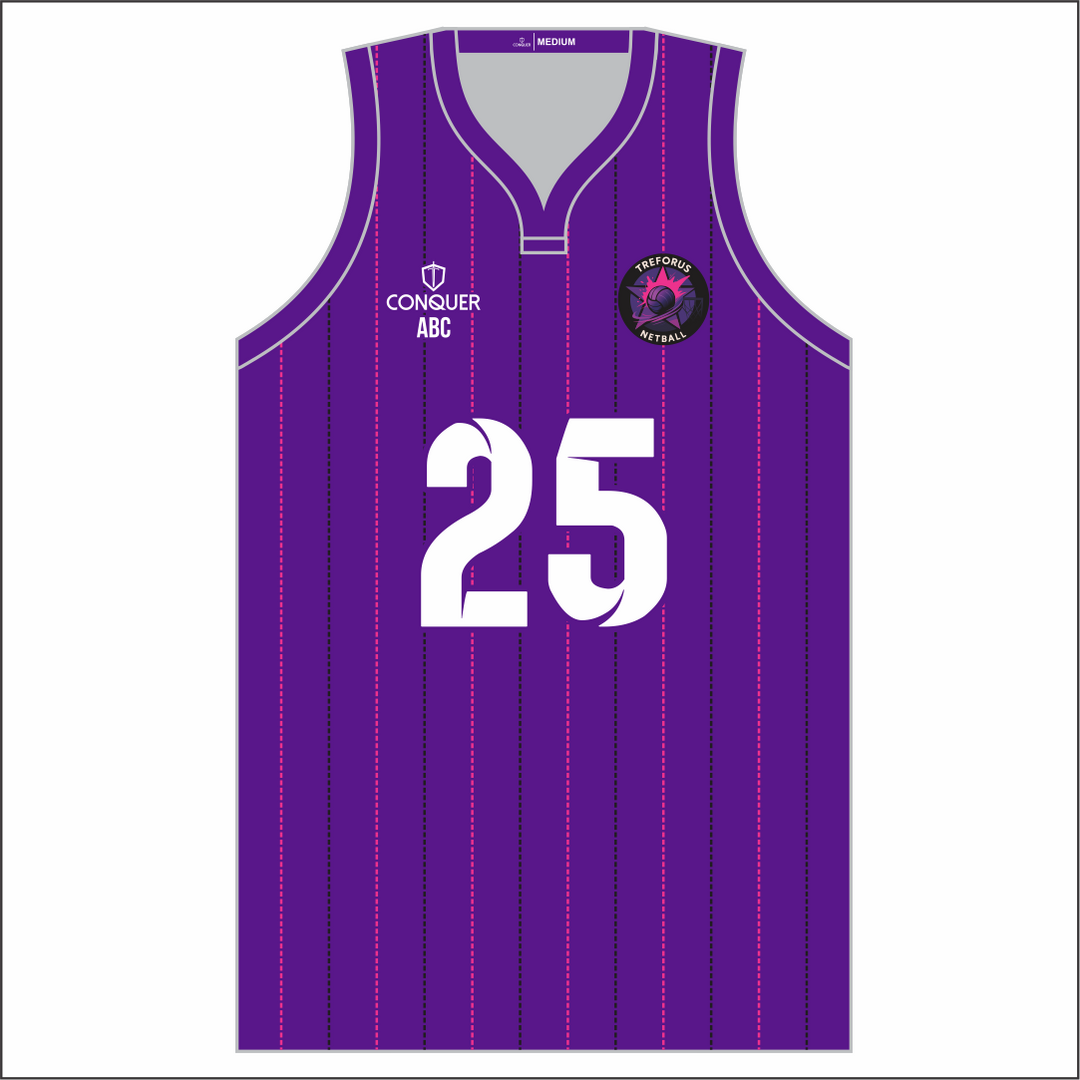 Treforus Netball Sublimated Basketball - Purple, Striped