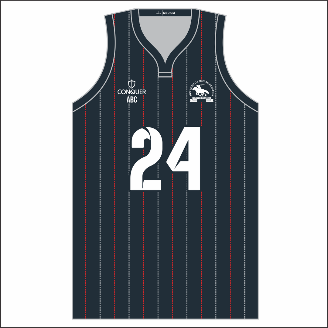 USA Mounted Games  Sublimated Basketball Vest (Striped)