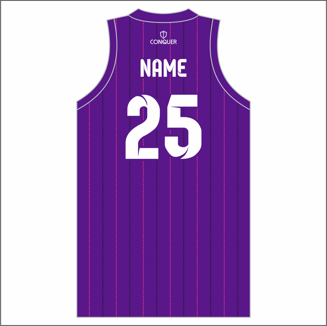 Treforus Netball Sublimated Basketball - Purple, Striped