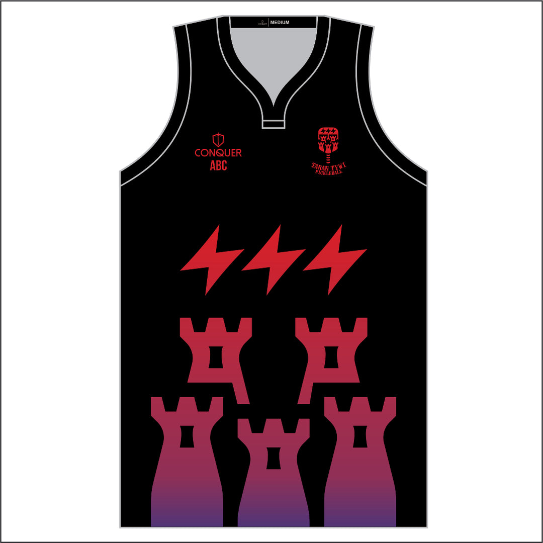Taran Tywi Pickleball Black Sublimated Basketball Style Vest