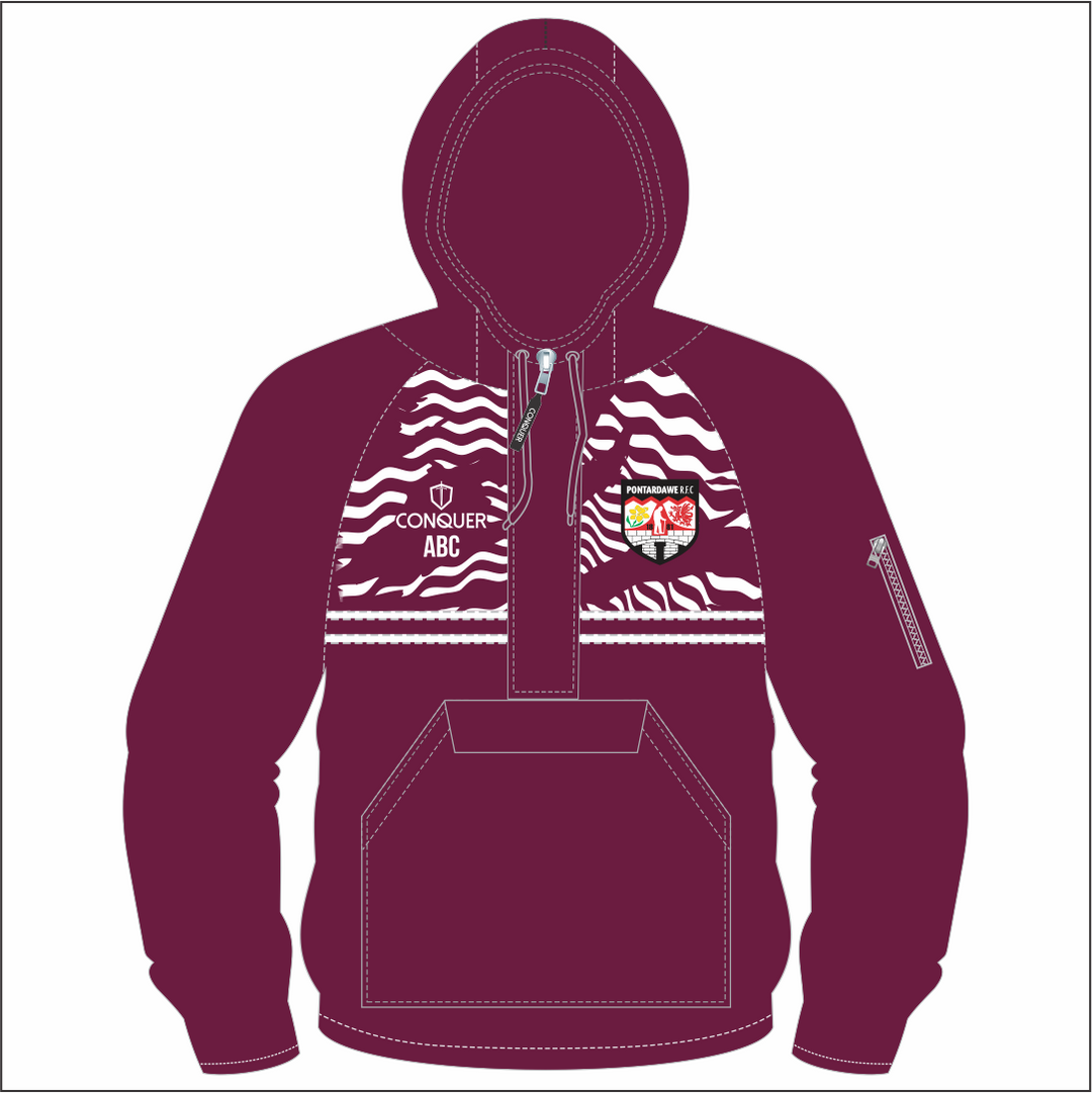 Pontardawe OLD BOYS 1/4 Zip Hooded Windbreaker