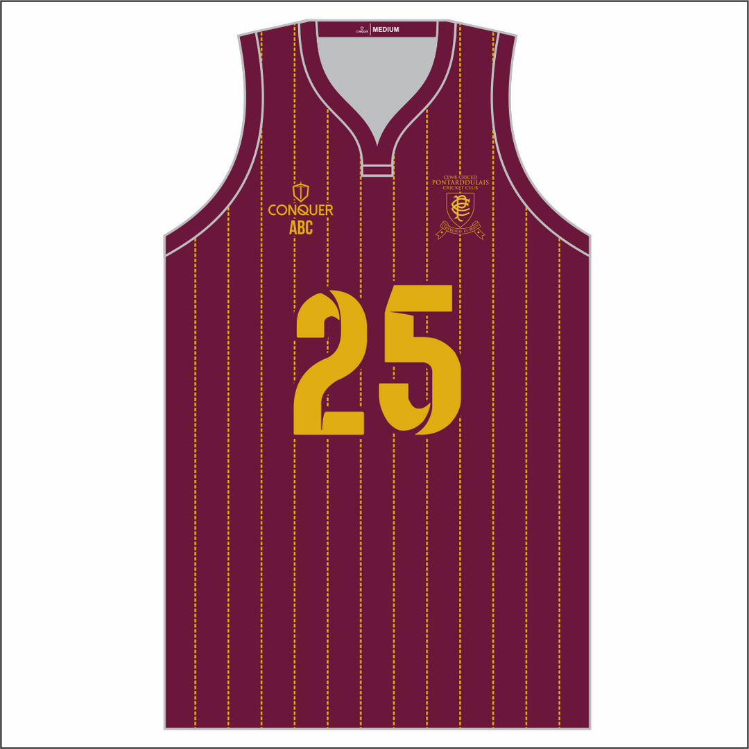 Pontarddulais Cricket Sublimated Basketball Vest KIDS - Striped