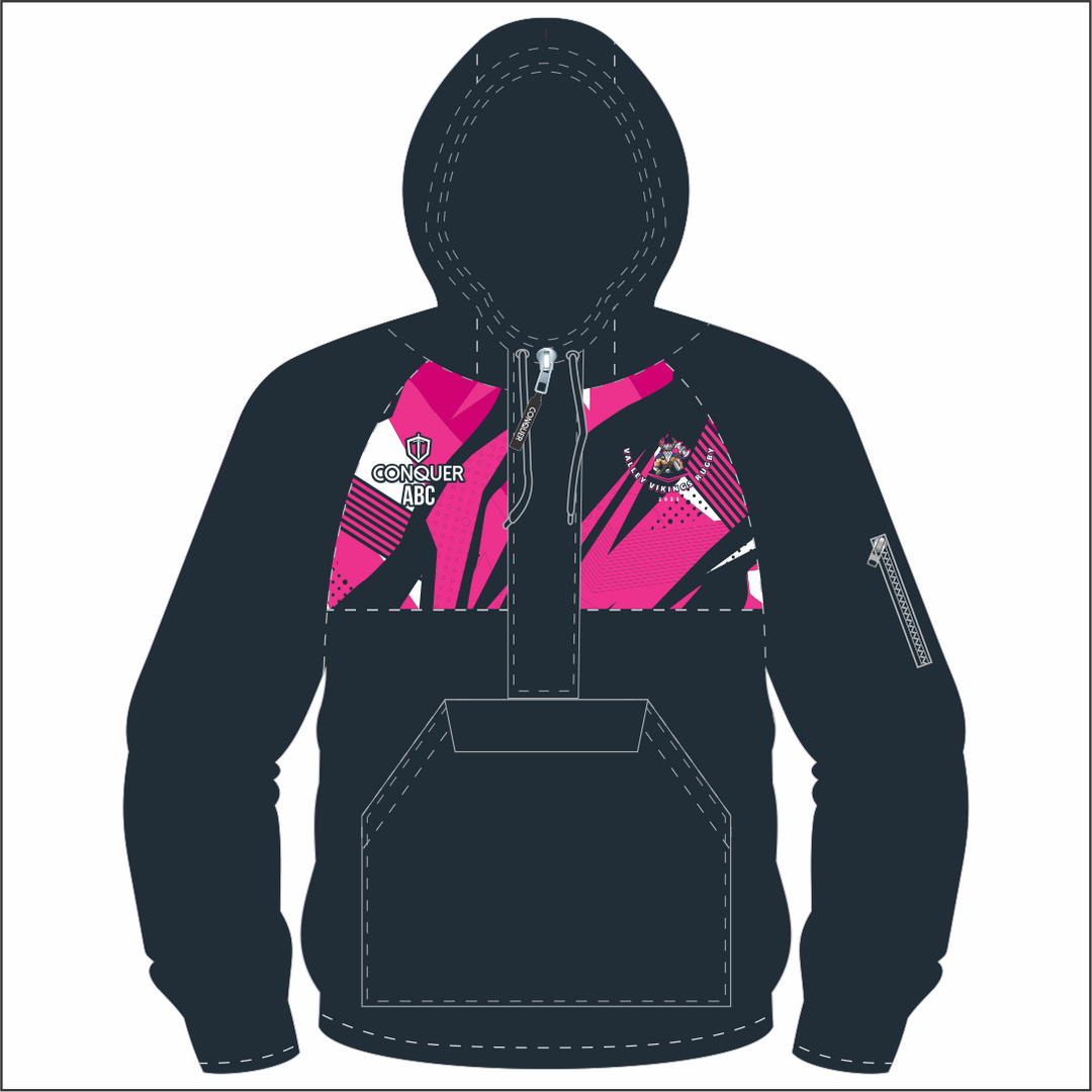 Valley Vikings Rugby 1/4 Zip Hooded Windbreaker Kids