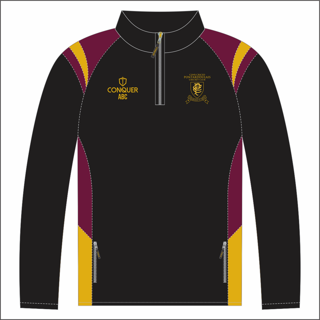 Pontarddulais Cricket 1/4 Zip Midlayer - Black
