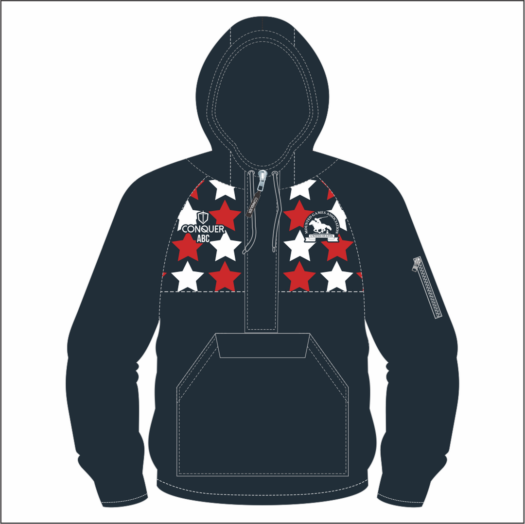 USA Mounted Games 1/4 Zip Hooded Windbreaker Kids