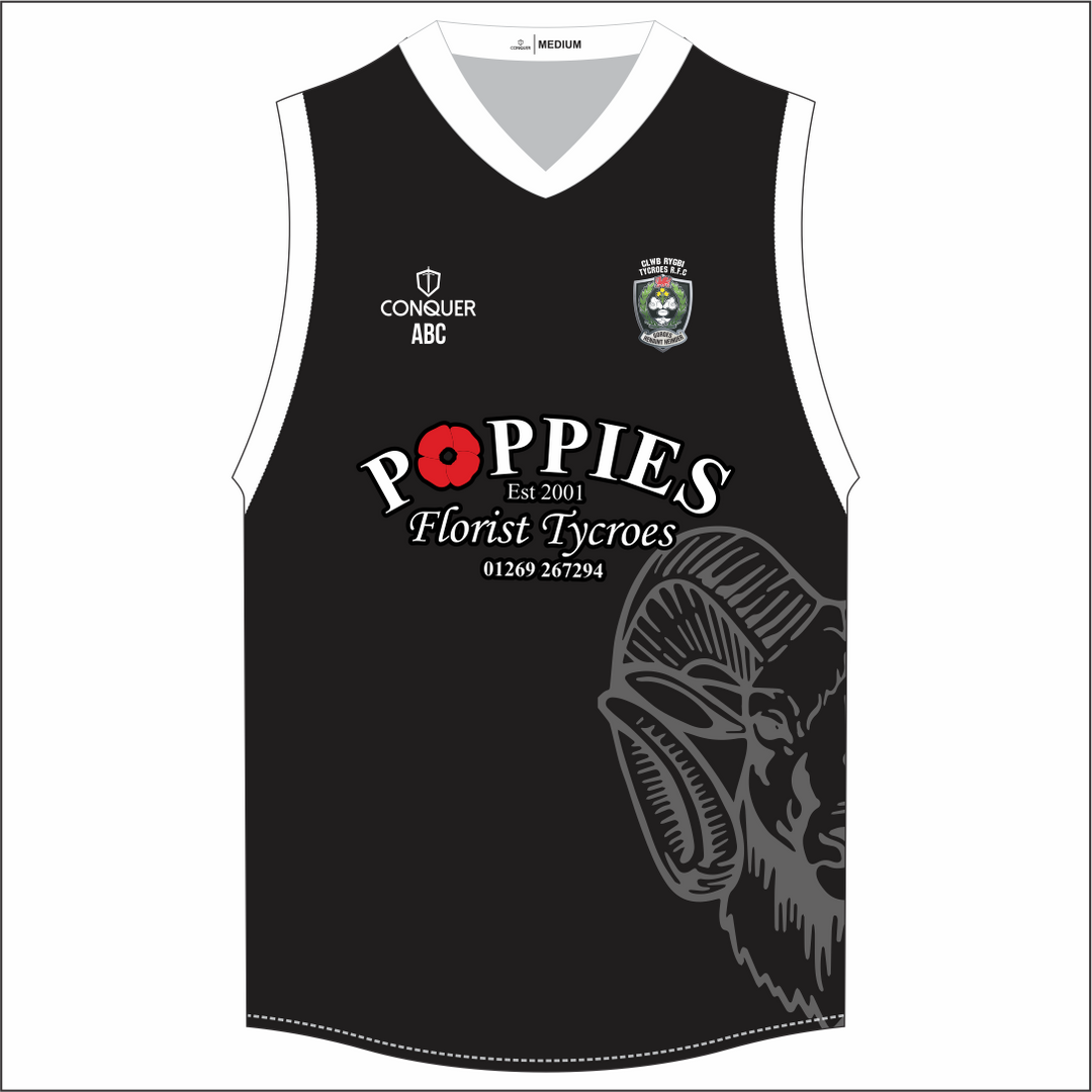 Tycroes RFC Black Aussie Vest (Kids)