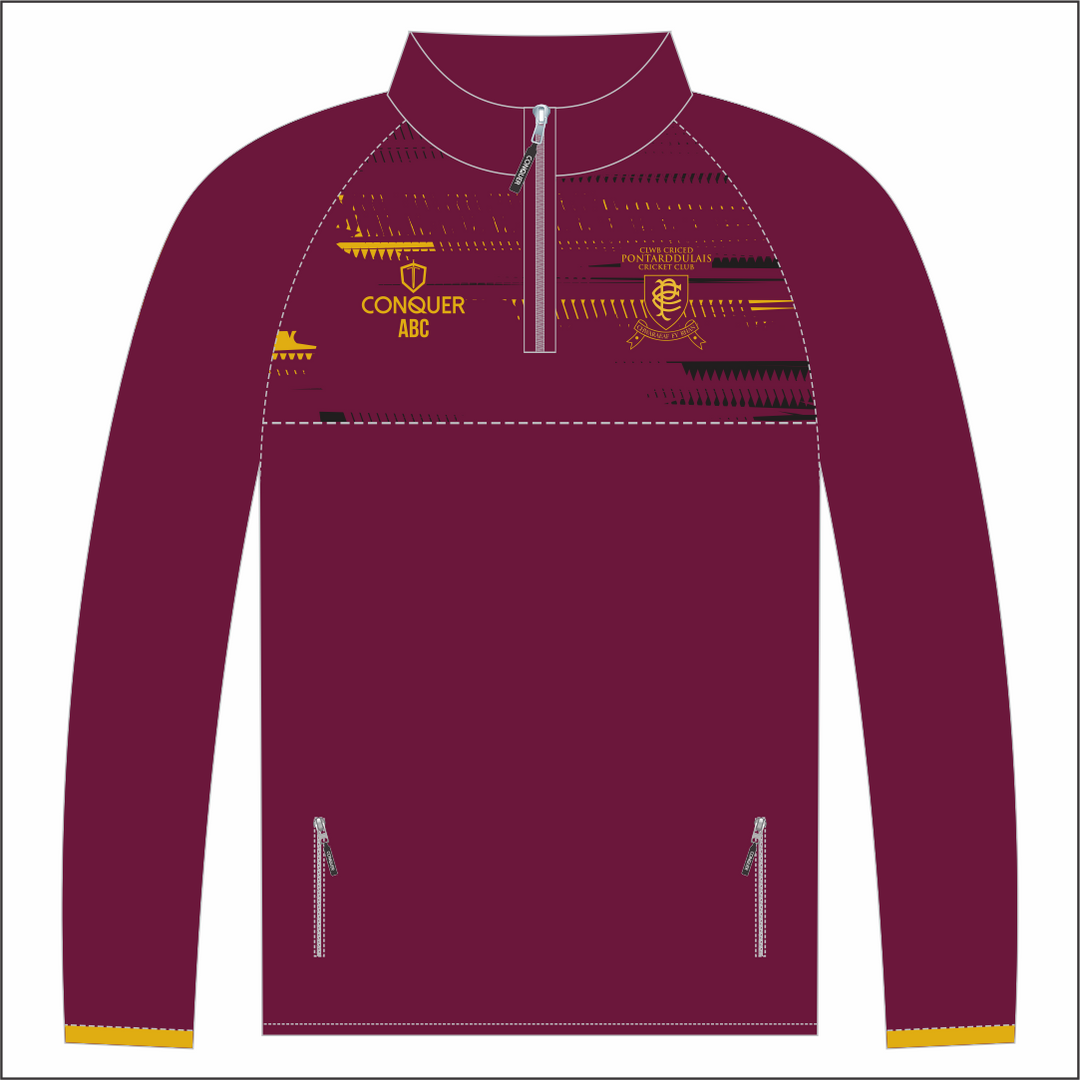 Pontarddulais Cricket 1/4 Zip Midlayer - Maroon