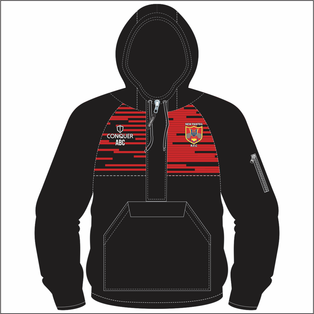 New Panteg Seniors RFC 1/4 Zip Hooded Windbreaker