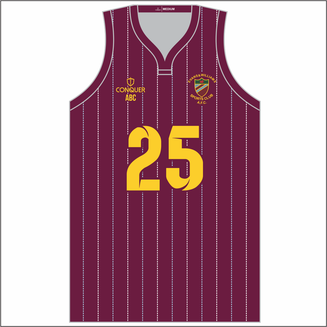 Evans & Williams Sports Club Sublimated Maroon Basketball Vest