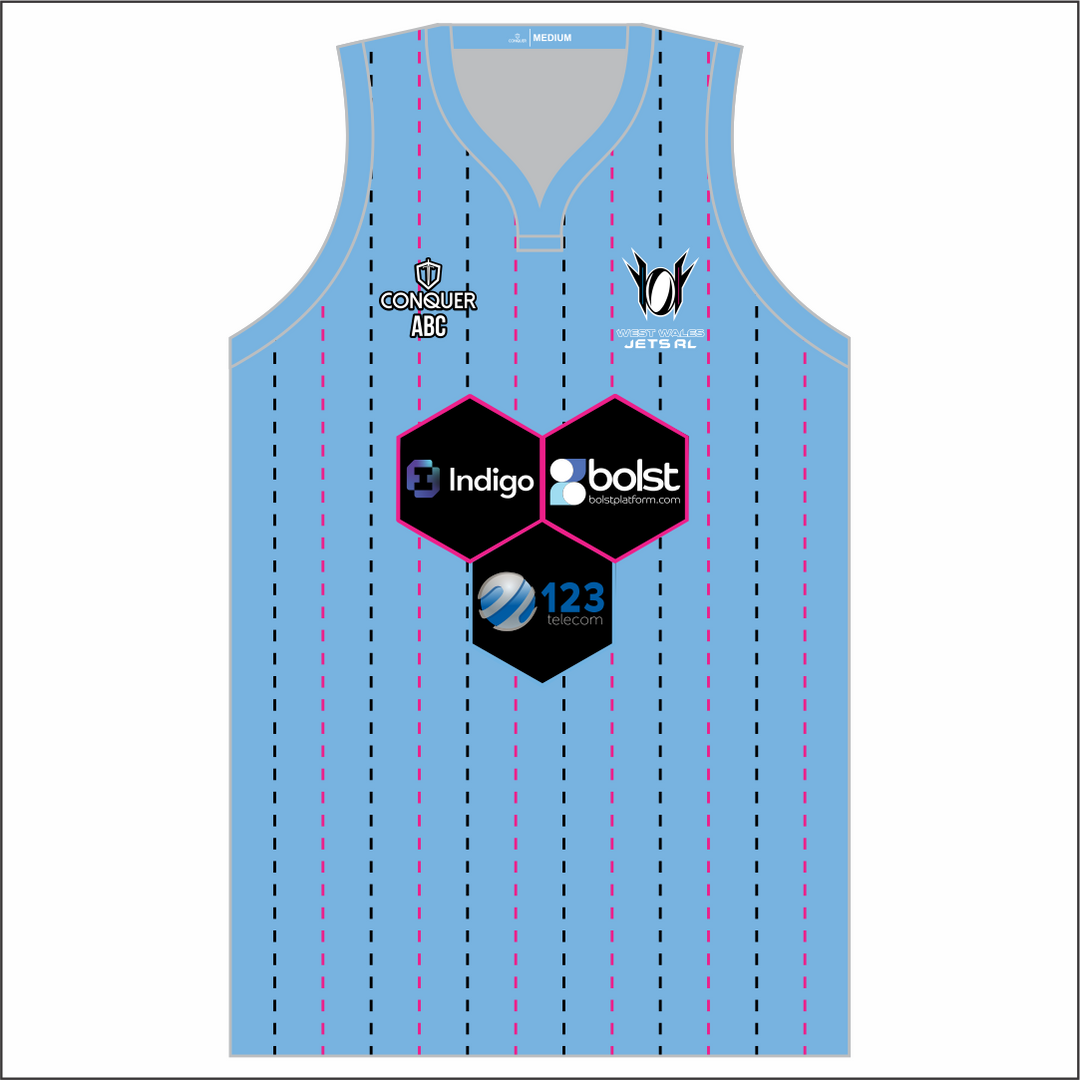 West Wales Jets Blue Sublimated Basketball Vest
