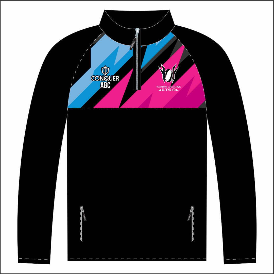 West Wales Jets Black 1/4 Zip Midlayer (Kids)