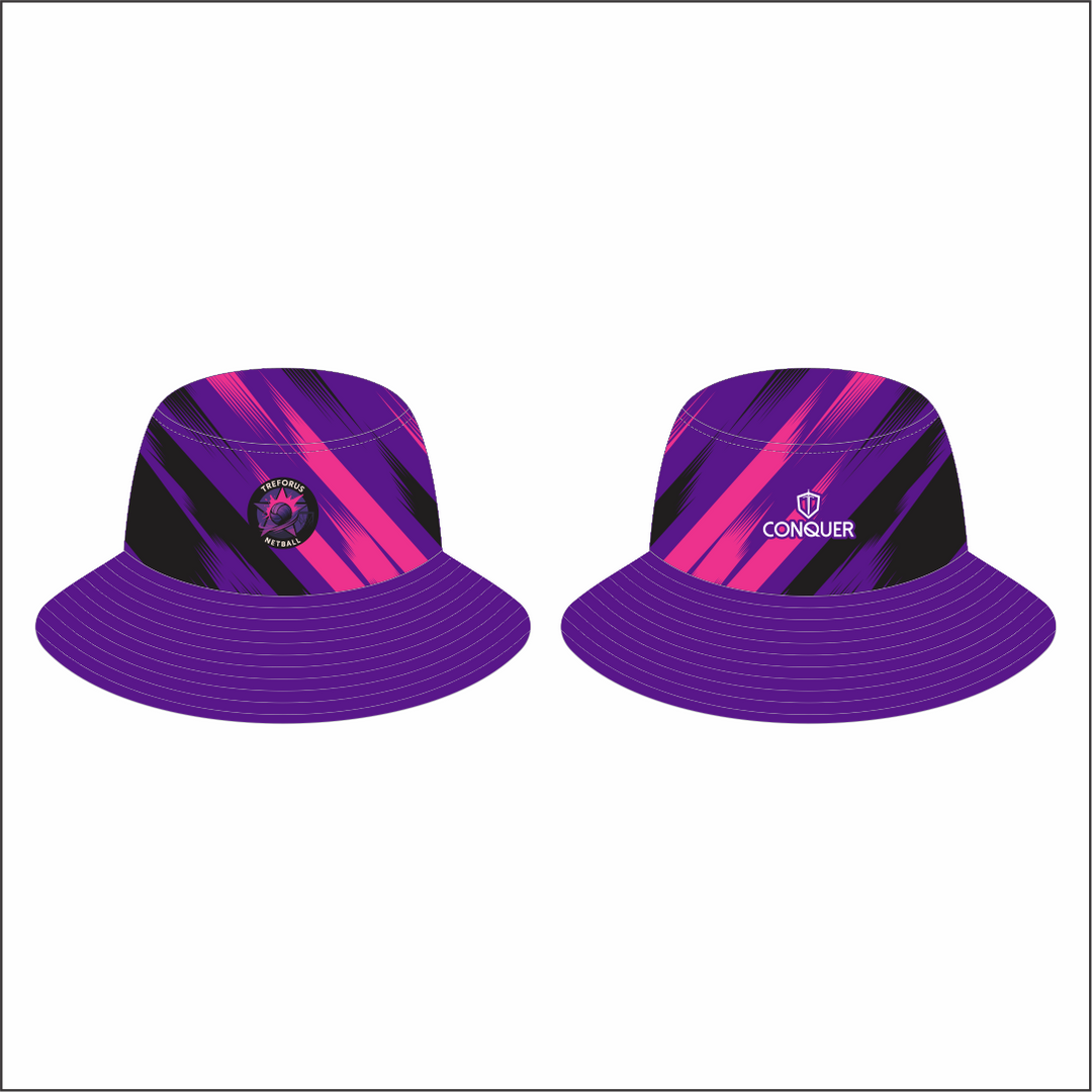 Treforus Netball Reversible Bucket Hat ADULT - Purple & Black