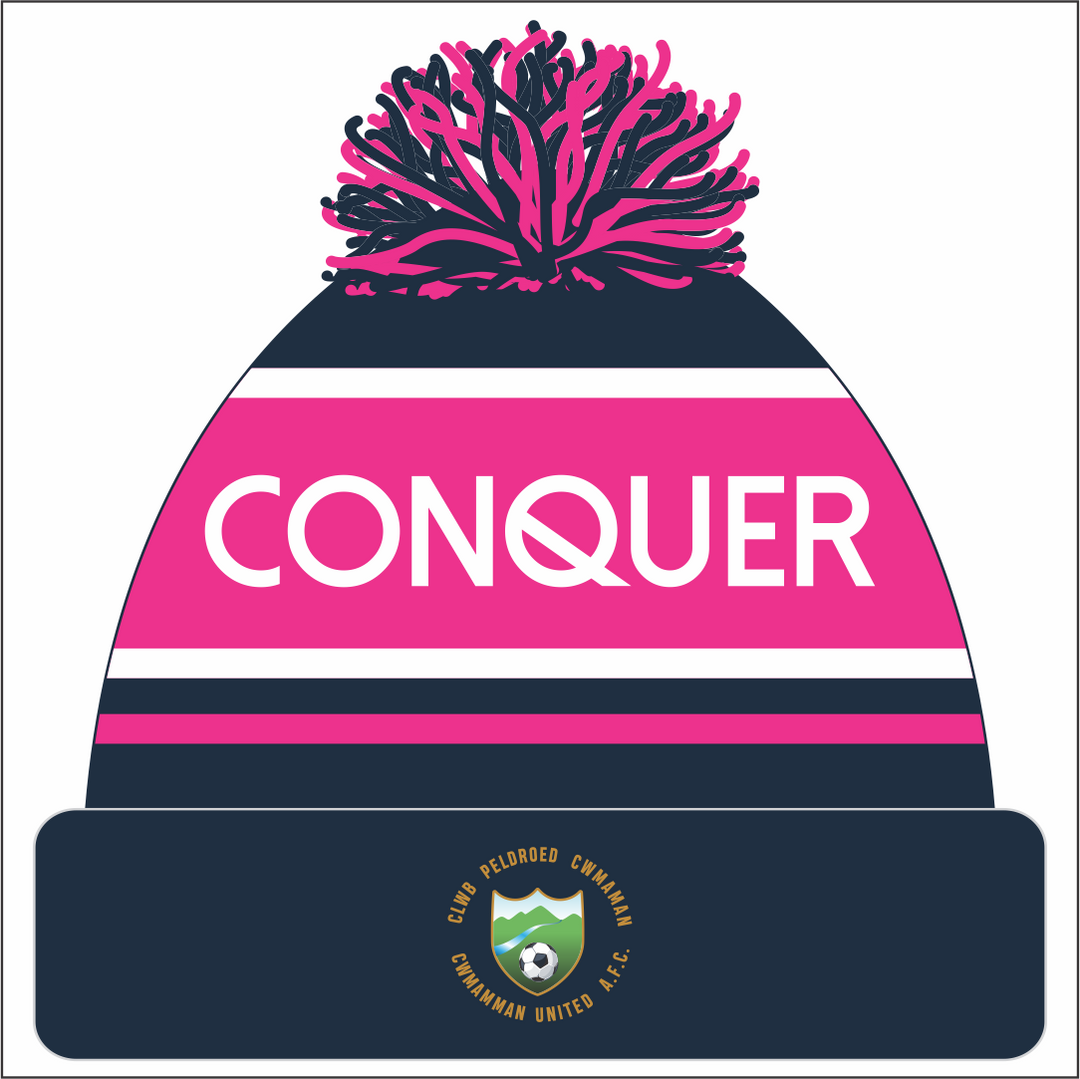 Cwmamman Ladies AFC Bobble Hat ADULT - Navy & Pink
