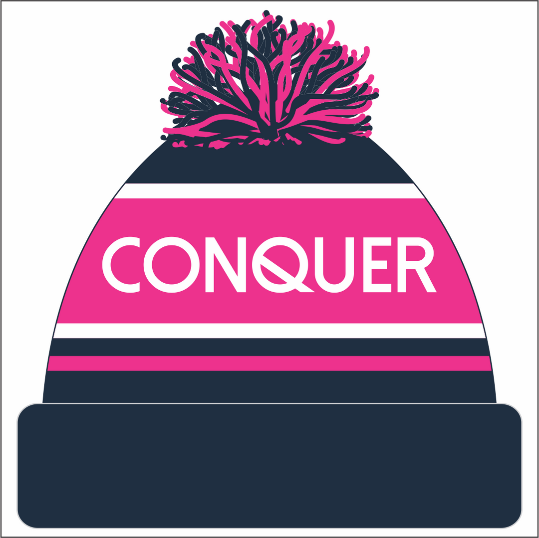 Cwmamman Ladies AFC Bobble Hat ADULT - Navy & Pink