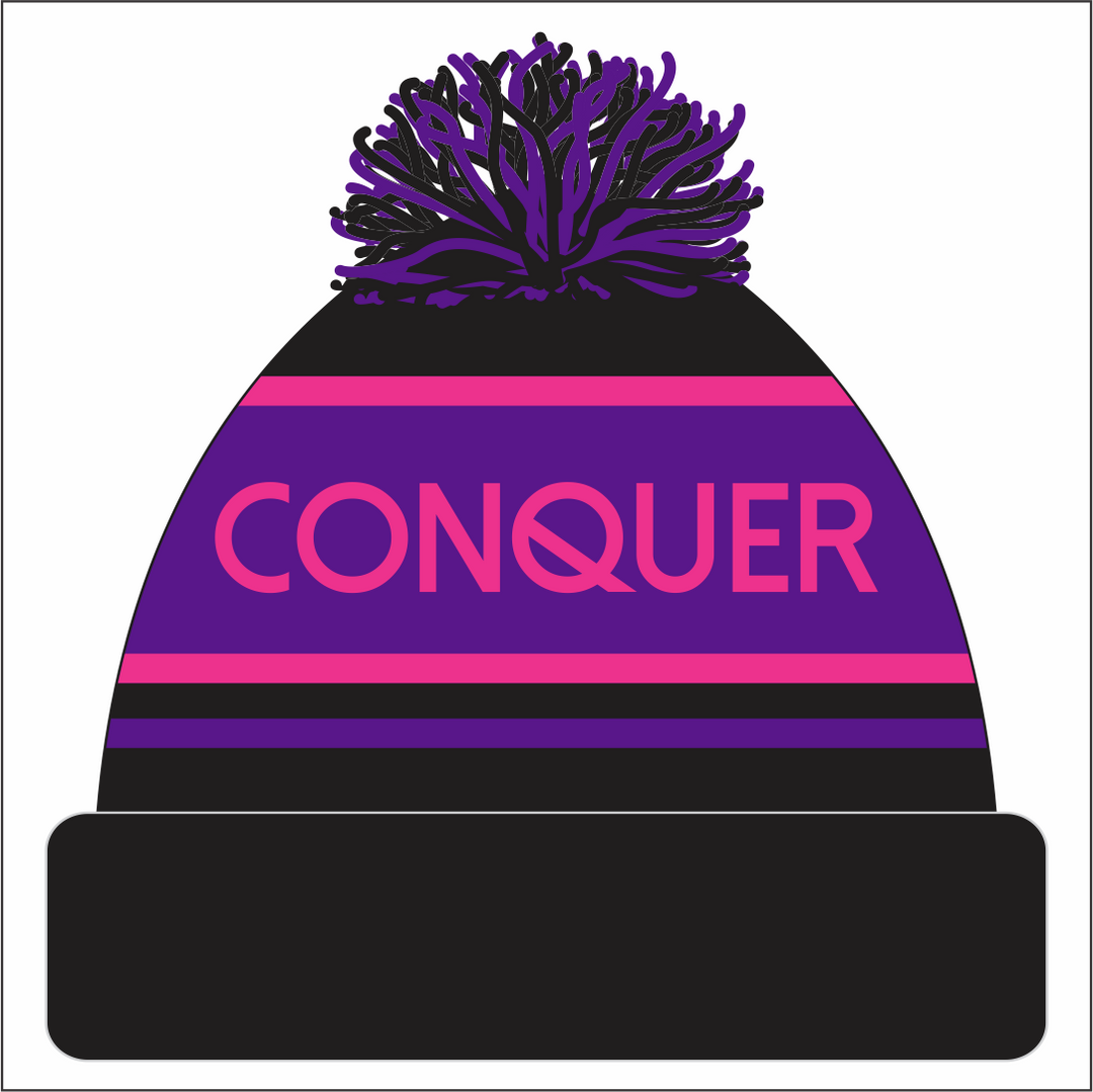 Treforus Netball Bobble Hat KIDS - Black & Purple