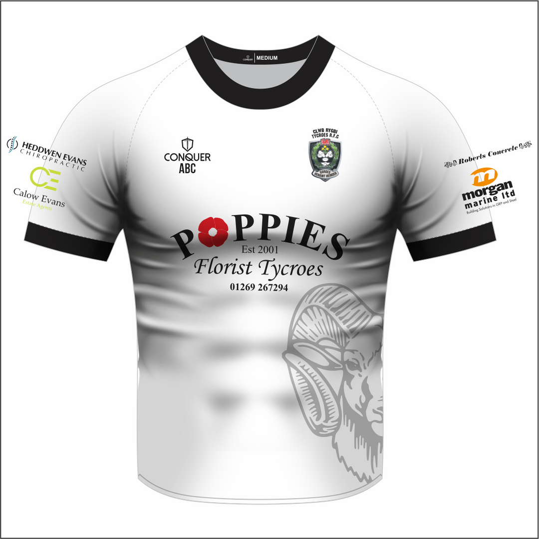 Tycroes RFC White Sublimated T-Shirt (Kids)