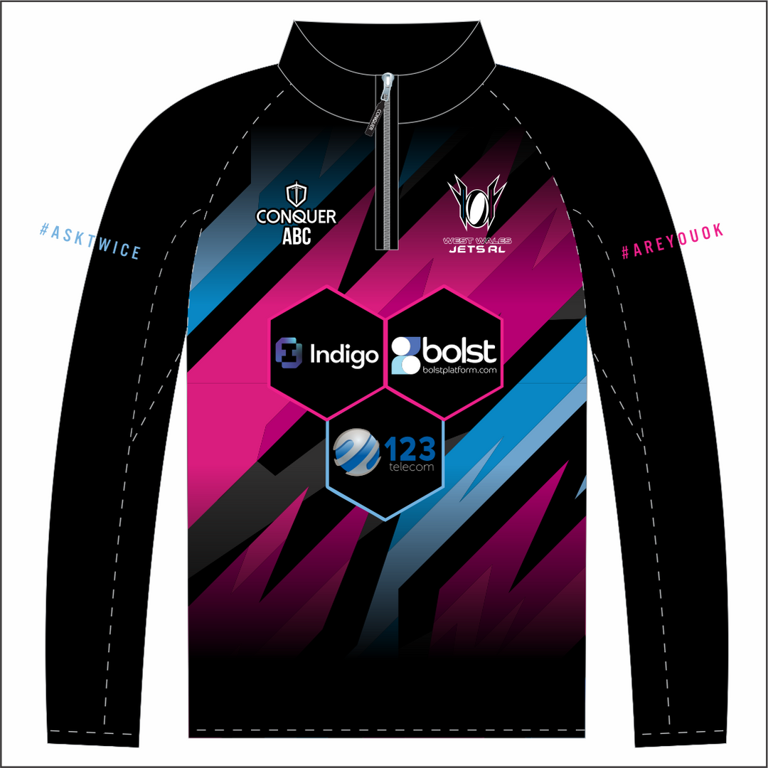 West Wales Jets Black PRO 1/4 Zip Midlayer (Kids)